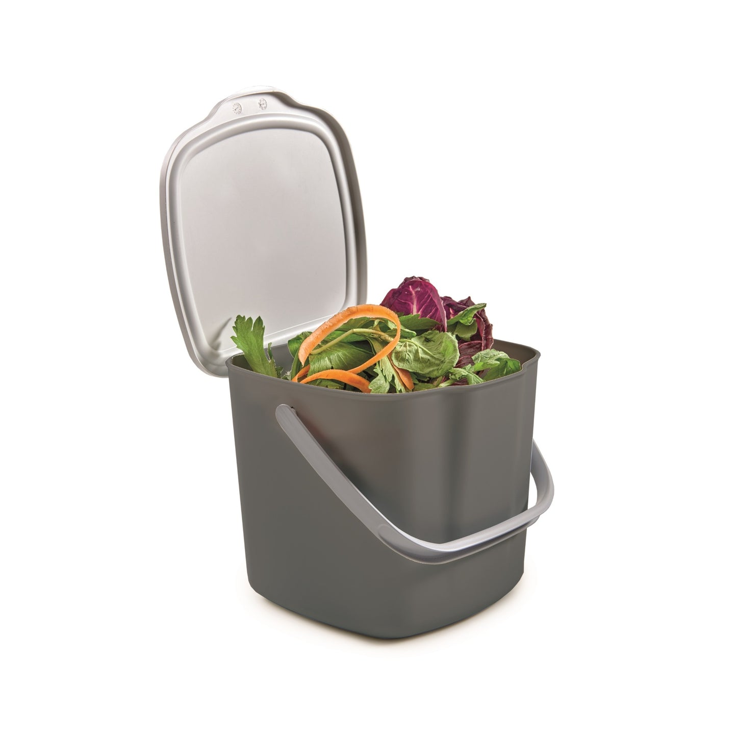 Interior del cubo orgánico ImpakCity con restos de verdura y fruta